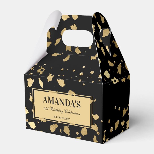 Black and Gold Leopard Print Favour Box (Front Side)