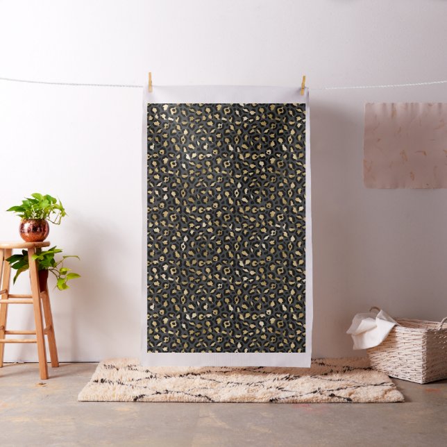 Black and Gold Leopard Spot Pattern Fabric (In Situ)