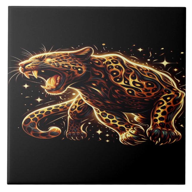 Black and Gold Leopard Tile (Front)