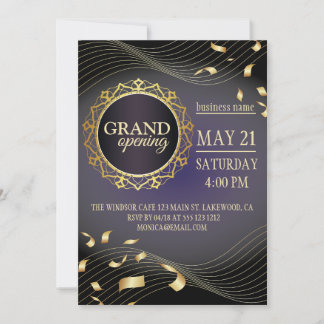 Black and Gold Logo Grand Opening Invitation