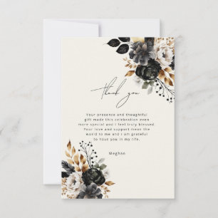 Black and Gold Luxe Floral Thank You Card