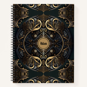 Black and Gold Luxurious Medieval Spiral Notebook