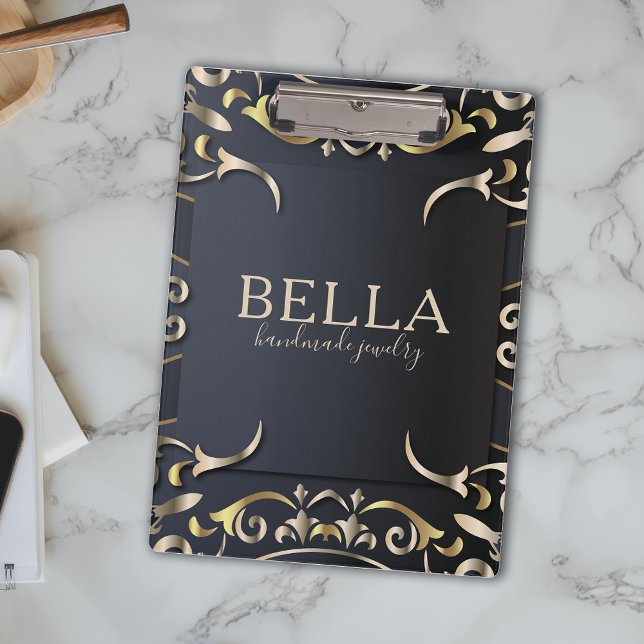 Black and Gold Luxury Chic Baroque Business Name   Clipboard (Creator Uploaded)