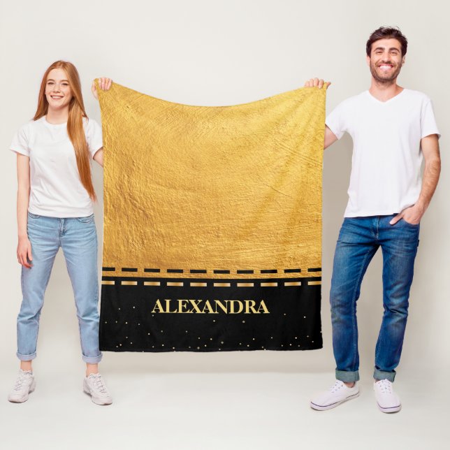 Black and Gold Luxury design Fleece Blanket (In Situ)