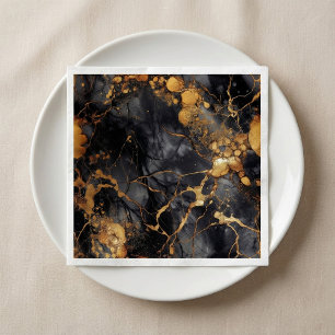 Black and gold luxury marble effect Napkins