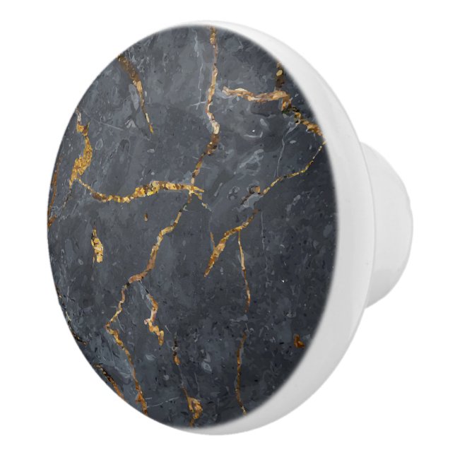 Black and gold luxury marble texture ceramic knob (Right)