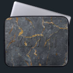 Black and gold luxury marble texture laptop sleeve<br><div class="desc">Black and gold luxury faux marble image print.</div>