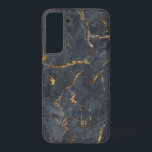 Black and gold luxury marble texture samsung galaxy case<br><div class="desc">Black and gold luxury faux marble image print. Optional monogram.</div>