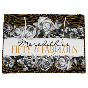 Black and Gold Luxury Personalised 50 And Fabulous Large Gift Bag