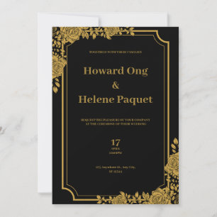Black and Gold Luxury Wedding Invitation