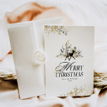Black And Gold Magic Forest Photo Christmas Holiday Card<br><div class="desc">A Black and Gold Magic Forest Custom Photo Christmas Holiday Card is a festive and enchanting way to extend warm wishes to your friends and family during the holiday season. The card features a stunning combination of black and gold, creating an elegant and magical atmosphere reminiscent of a winter wonderland....</div>