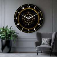 Black and Gold Mandala Wall Clock - Elegant Clock