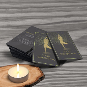 Black and Gold Mandala Yoga Meditation & Om Symbol Business Card