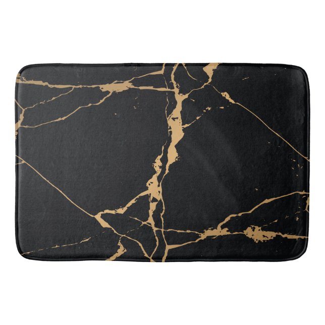 Black and Gold Marble Bath Mat (Front)