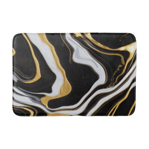 Black and Gold Marble    Bath Mat