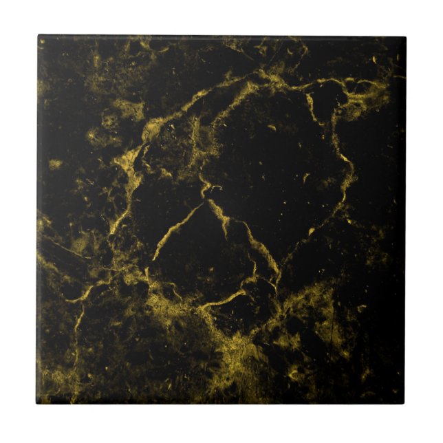 Black and Gold Marble | Custom Ceramic Tile (Front)