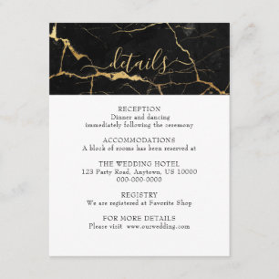Black and Gold Marble Design Wedding Enclosure Card