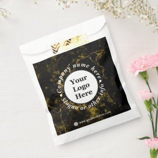 Black and gold marble favour bags