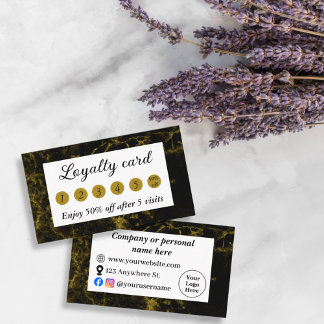 Black and gold marble loyalty card