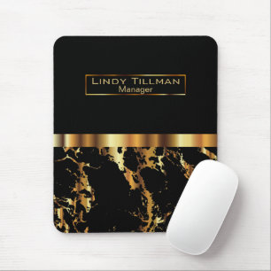 Black and Gold Marble Mouse Pad