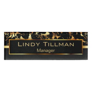 Black and Gold Marble Name Tag