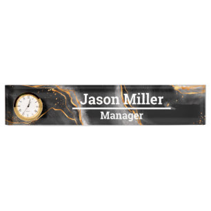 Black and Gold Marble Nameplate