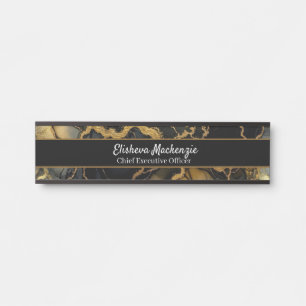 Black and Gold Marble Office Door Sign Name Plate