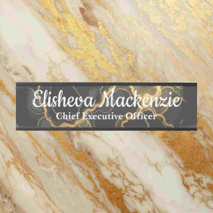 Black and Gold Marble Office Door Sign Name Plate