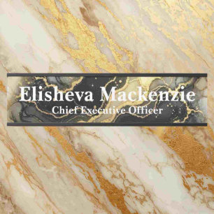 Black and Gold Marble Office Door Sign Name Plate