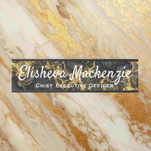 Black and Gold Marble Office Door Sign Name Plate