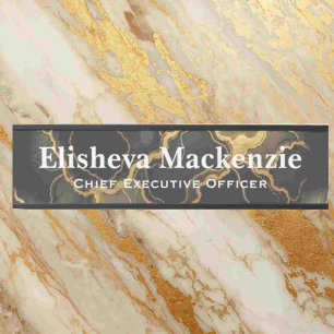 Black and Gold Marble Office Door Sign Name Plate