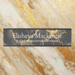 Black and Gold Marble Office Door Sign Name Plate