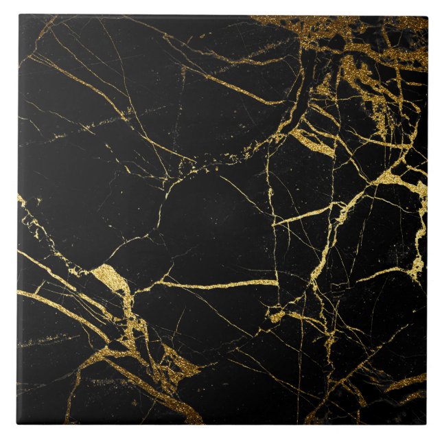 Black and Gold Marble Print Tile (Front)