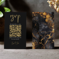 Black and gold marble, QR code wedding RSVP