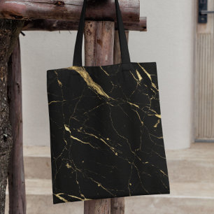 Black and Gold Marble Tote Bag