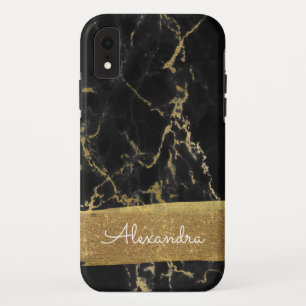 Black and Gold Marble with Gold Foil and Glitter Case-Mate iPhone Case