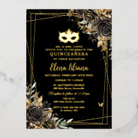 Black and Gold Masquerade Ball Mask Quinceañera