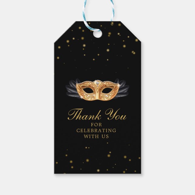 Black and Gold Masquerade Gift Tags (Front)
