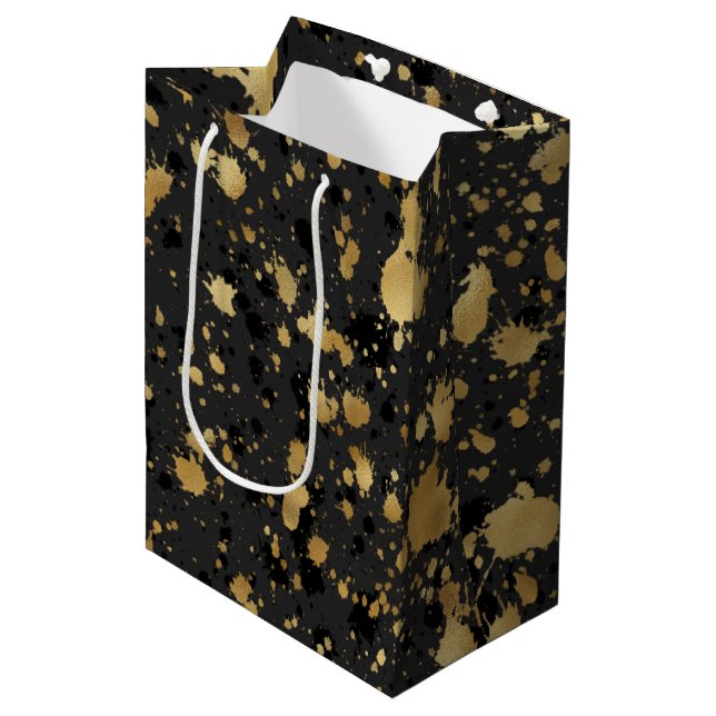 Black and Gold Medium Gift Bag (Front Angled)