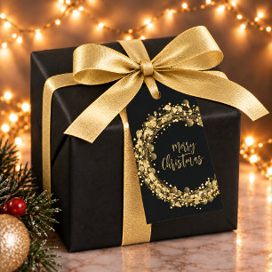 Black and Gold Merry Christmas Gift Tags