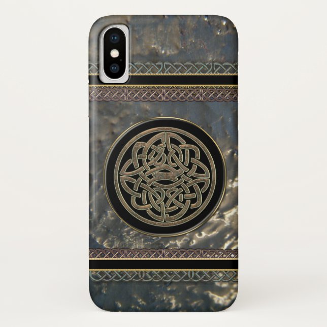 Black and Gold Metal Celtic Knot on iPhone X Case (Back)