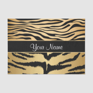 Black and Gold Metallic Tiger Stripes Pattern Tissue Paper