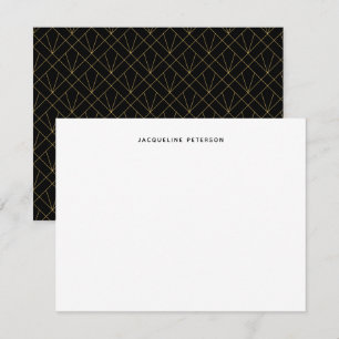 Black And Gold Modern Art Deco Fan Pattern Card