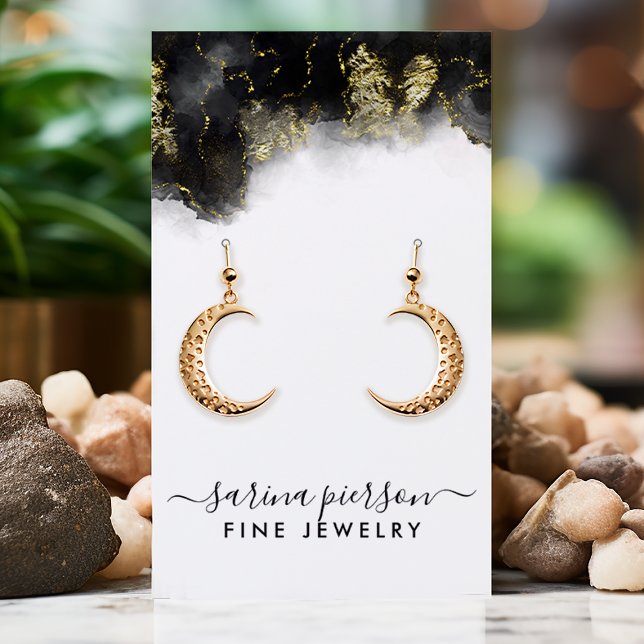 Black And Gold Modern Art Jewellery Earring Displa Business Card (Creator Uploaded)