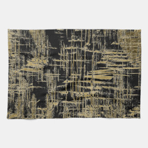 Black and Gold Modern Art Tea Towel