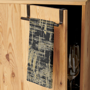 Black and Gold Modern Art Tea Towel