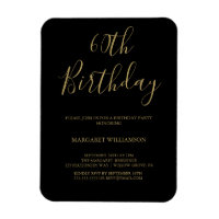 Black and Gold Modern Elegance Photo 60th Birthday
