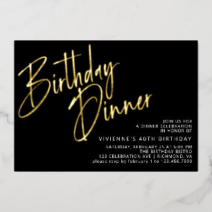 Black and Gold Modern Elegant Birthday Dinner