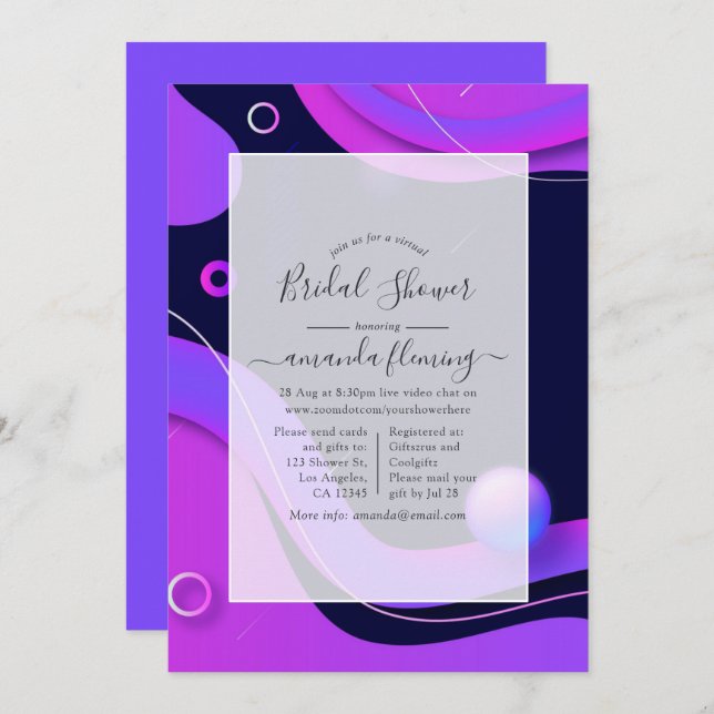 Black and Gold Modern Geometric Virtual Shower Invitation (Front/Back)