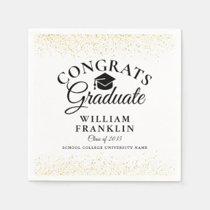 Black And Gold Modern Graduation Party Napkin